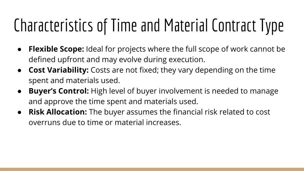 characteristics of time and material contract type