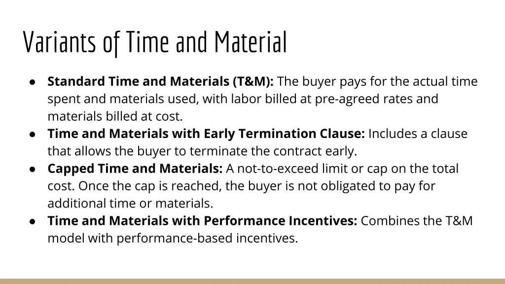 variants of time and material