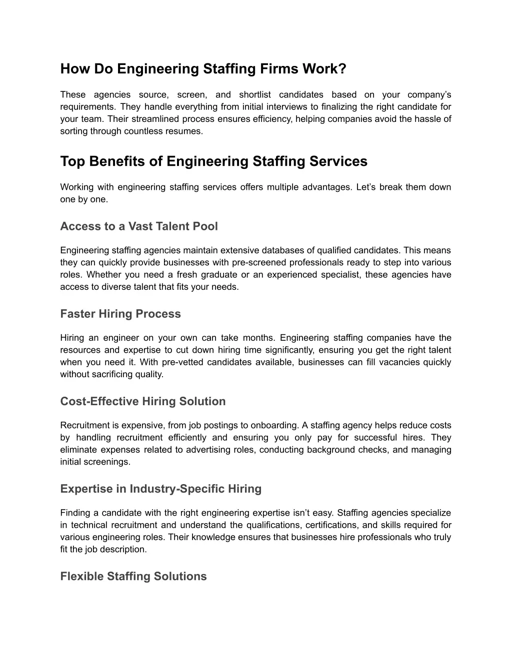 how do engineering staffing firms work