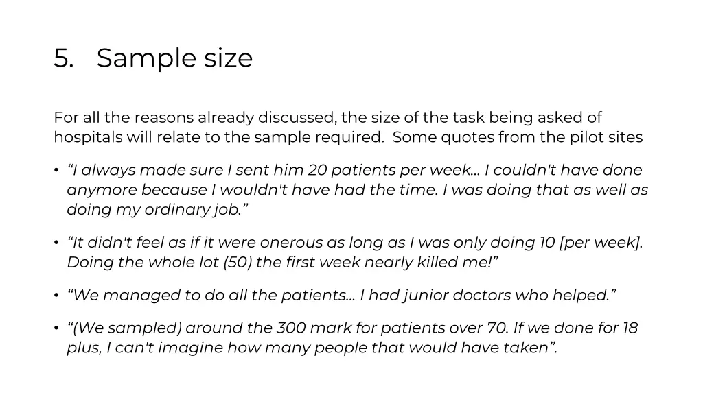 5 sample size