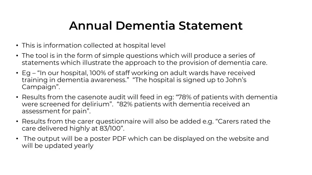 annual dementia statement