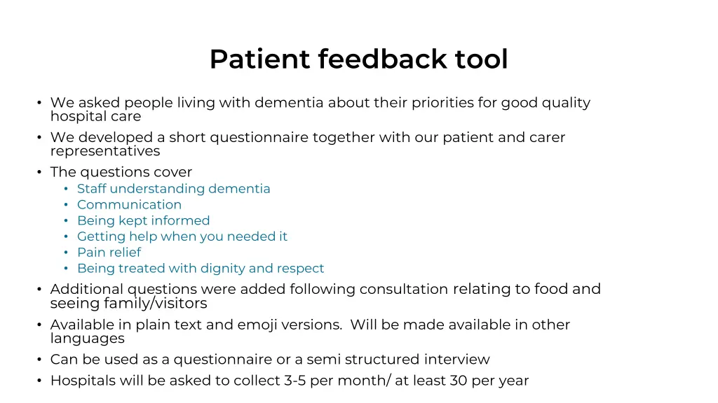 patient feedback tool