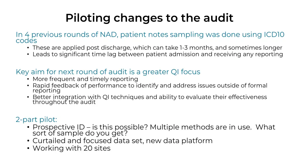 piloting changes to the audit