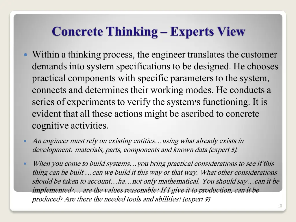concrete thinking experts view