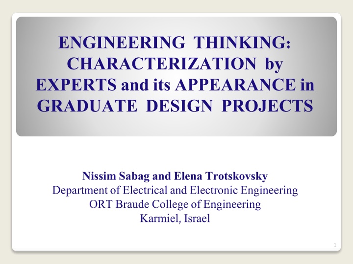 engineering thinking characterization by experts