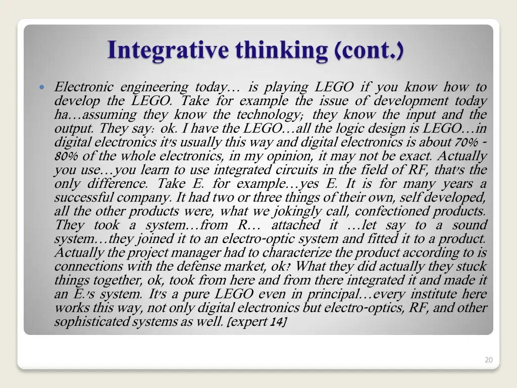 integrative thinking cont
