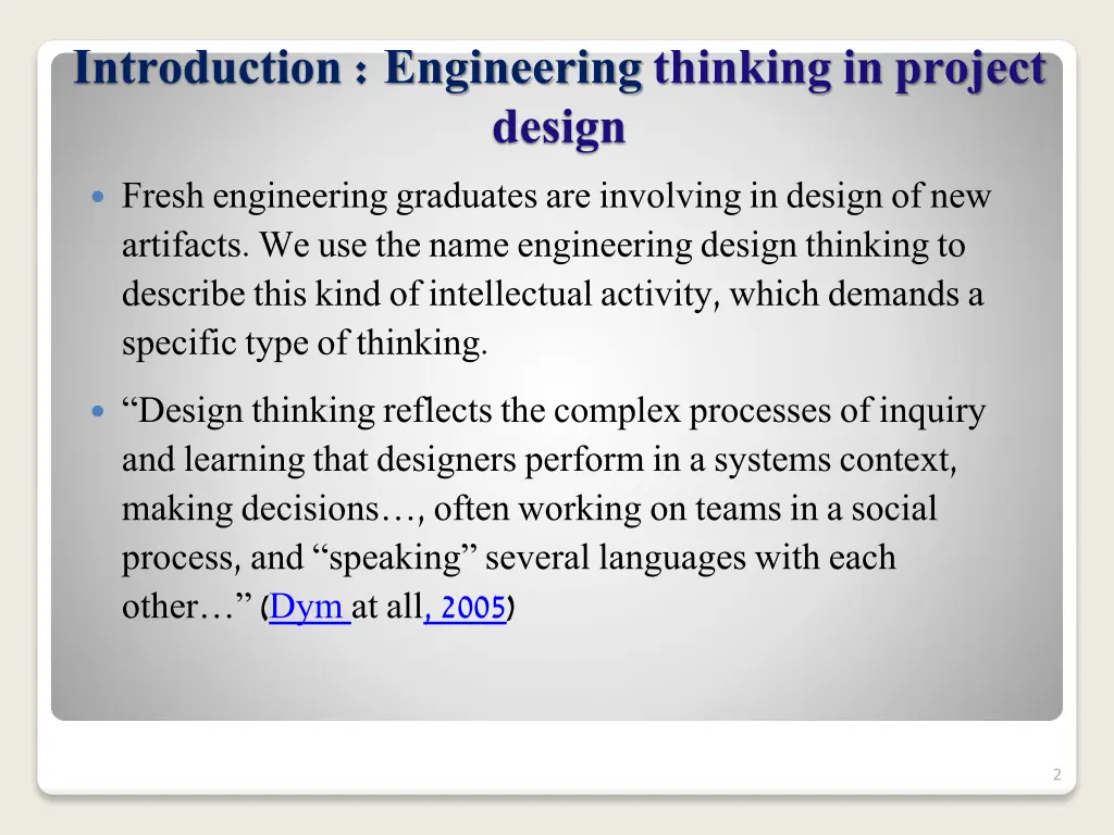 introduction engineering thinking in project