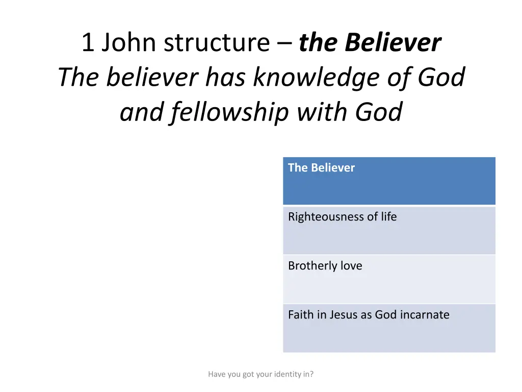 1 john structure the believer the believer