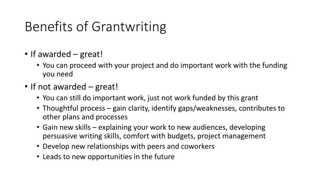 benefits of grantwriting