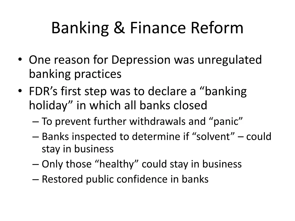 banking finance reform
