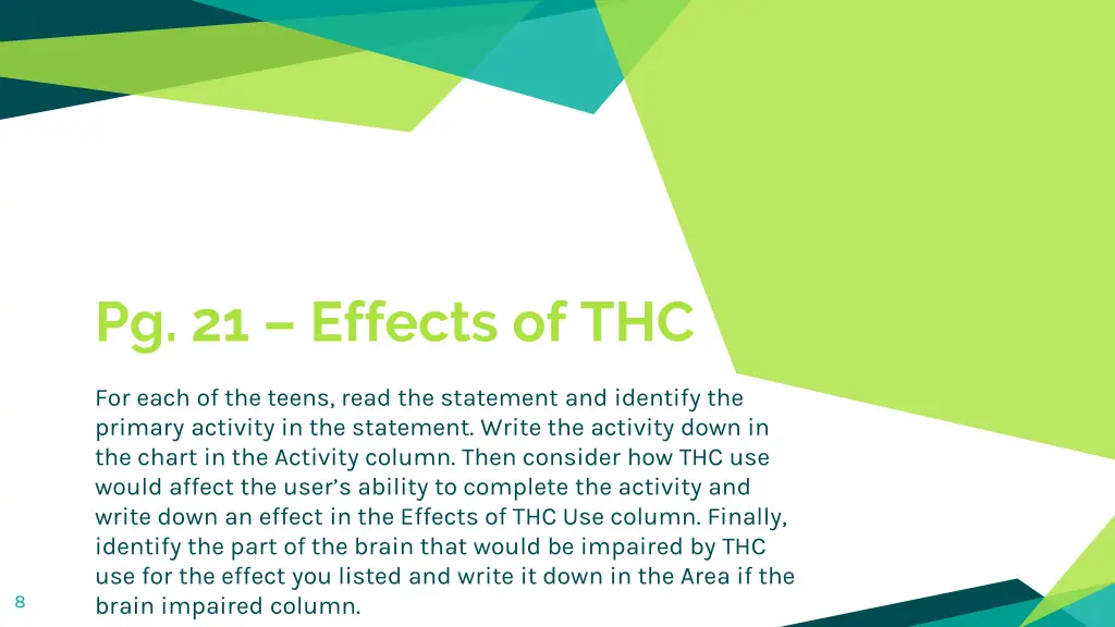 pg 21 effects of thc