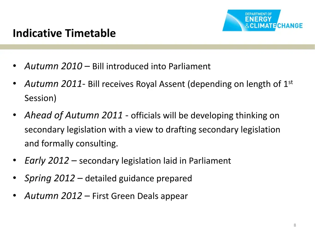 indicative timetable