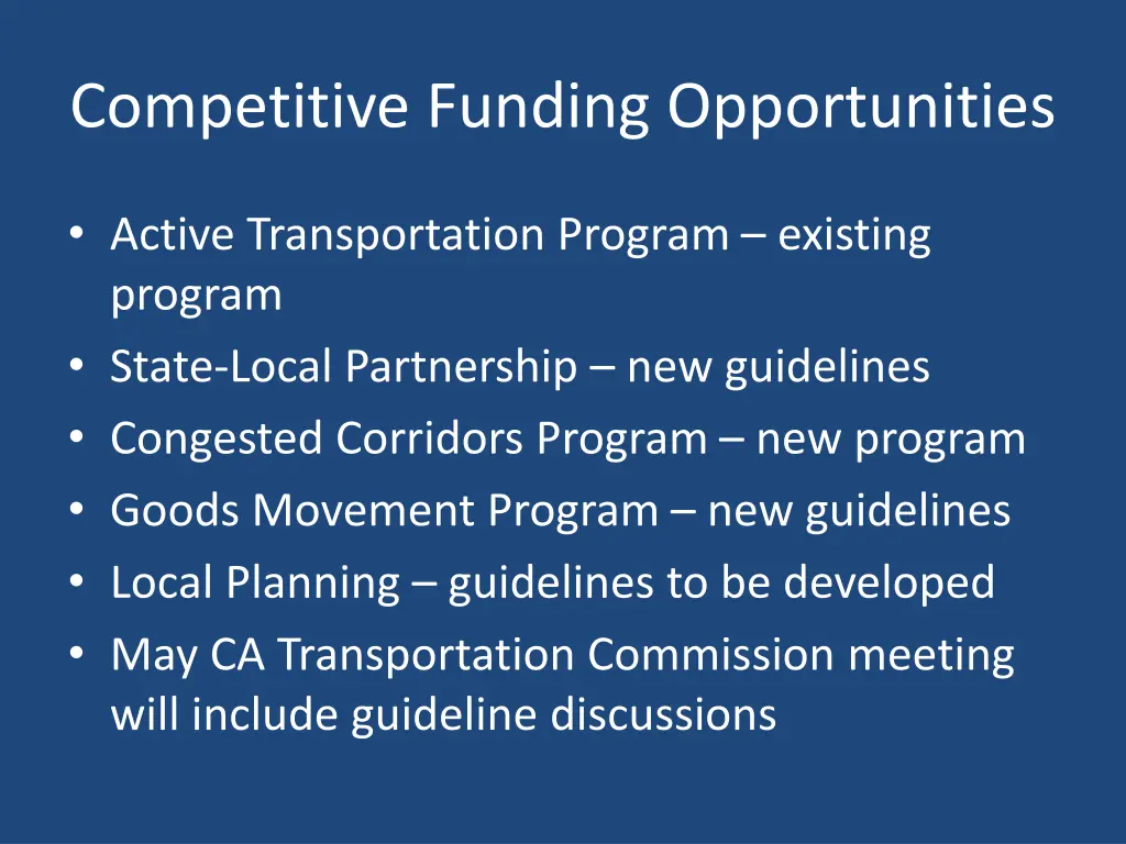 competitive funding opportunities
