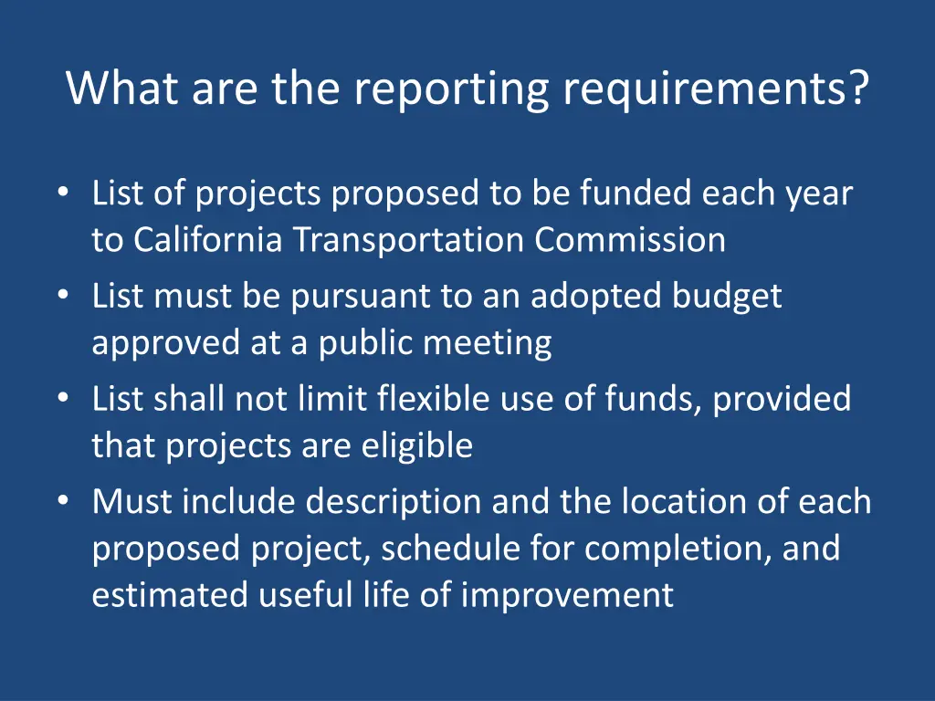 what are the reporting requirements