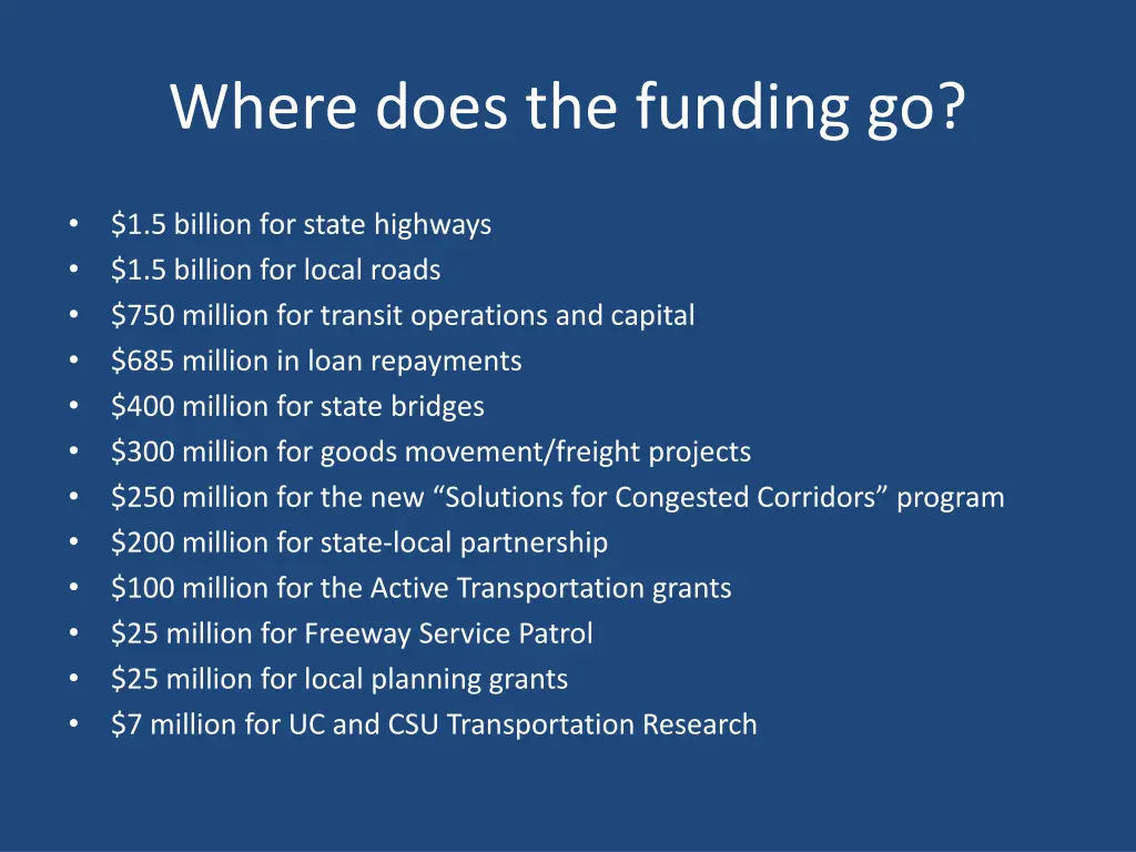 where does the funding go