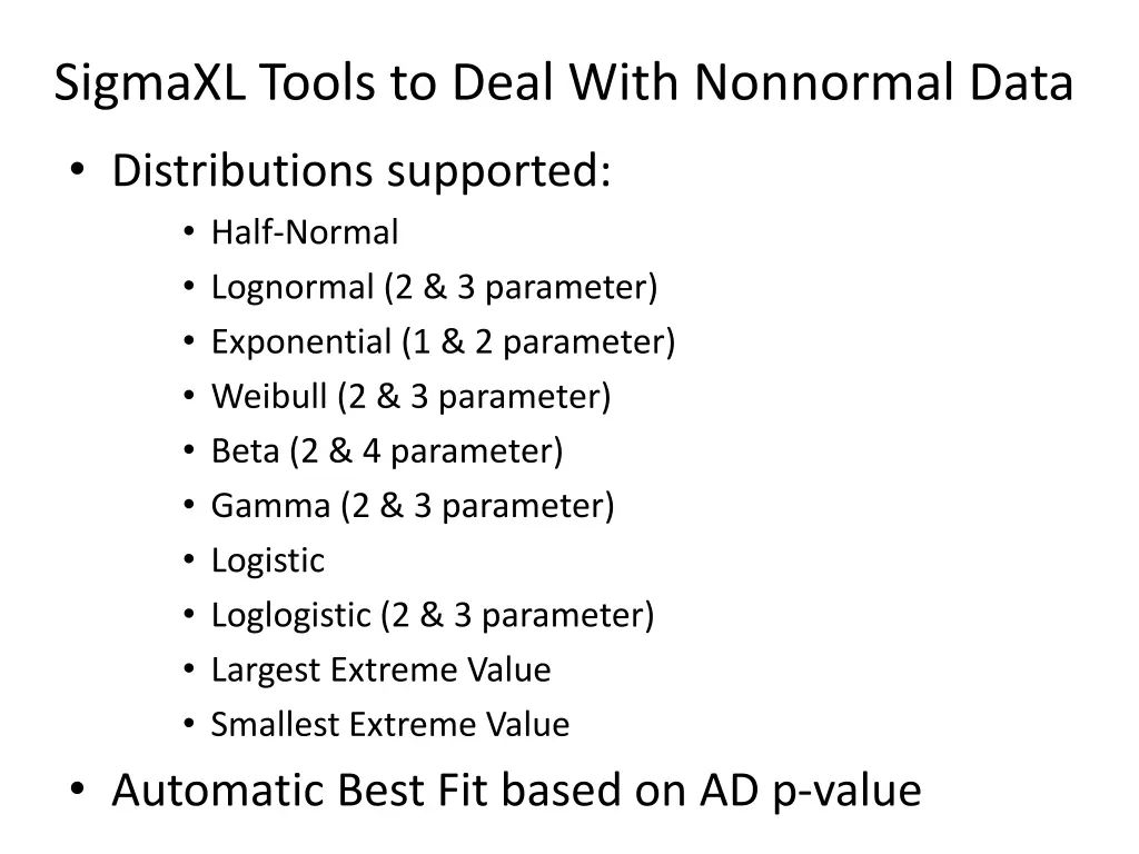 sigmaxl tools to deal with nonnormal data 1