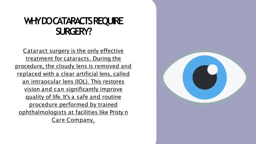why do cataracts require surgery