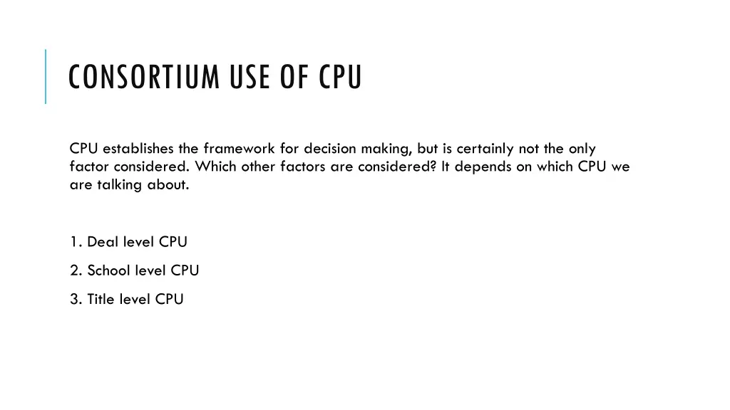 consortium use of cpu