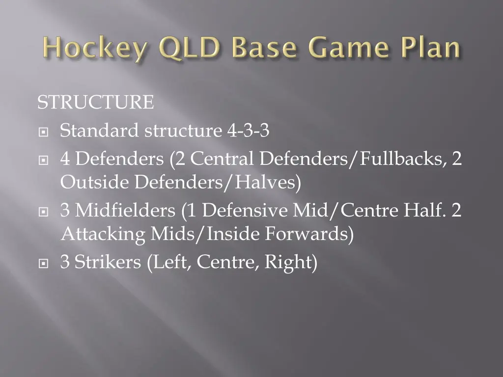 structure standard structure 4 3 3 4 defenders