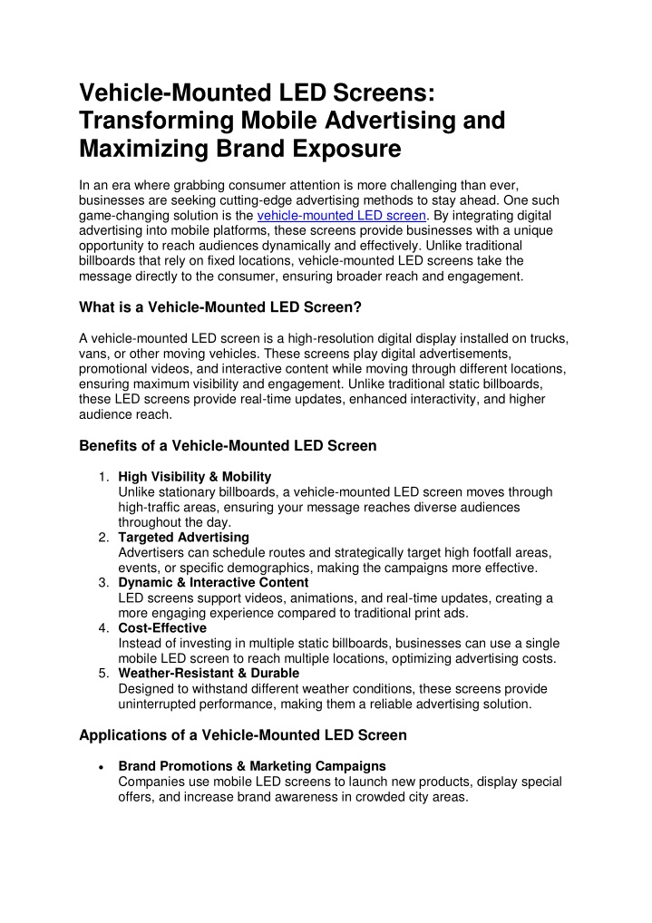 vehicle mounted led screens transforming mobile