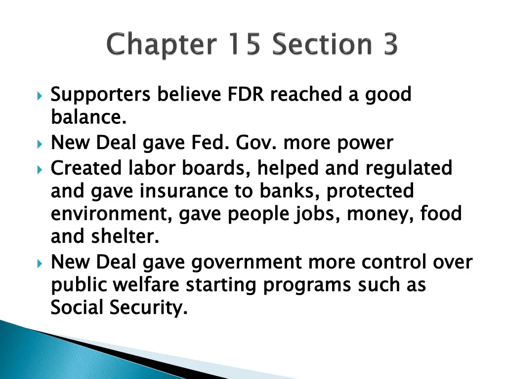 supporters believe fdr reached a good balance