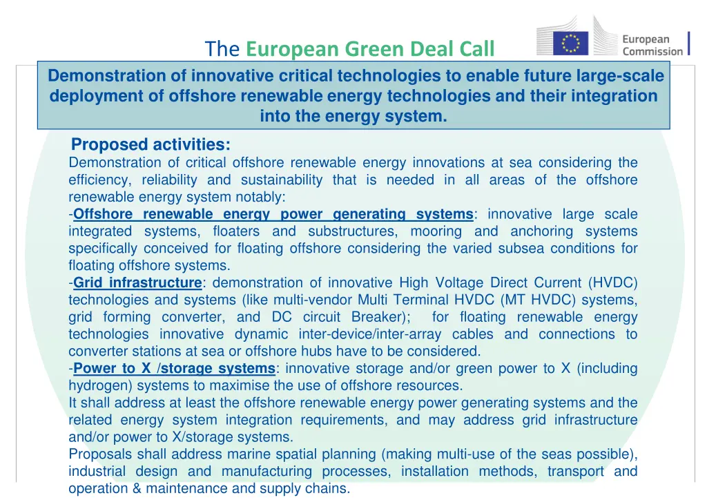 the european green deal call 10