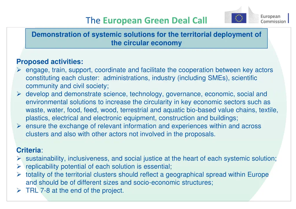 the european green deal call 17