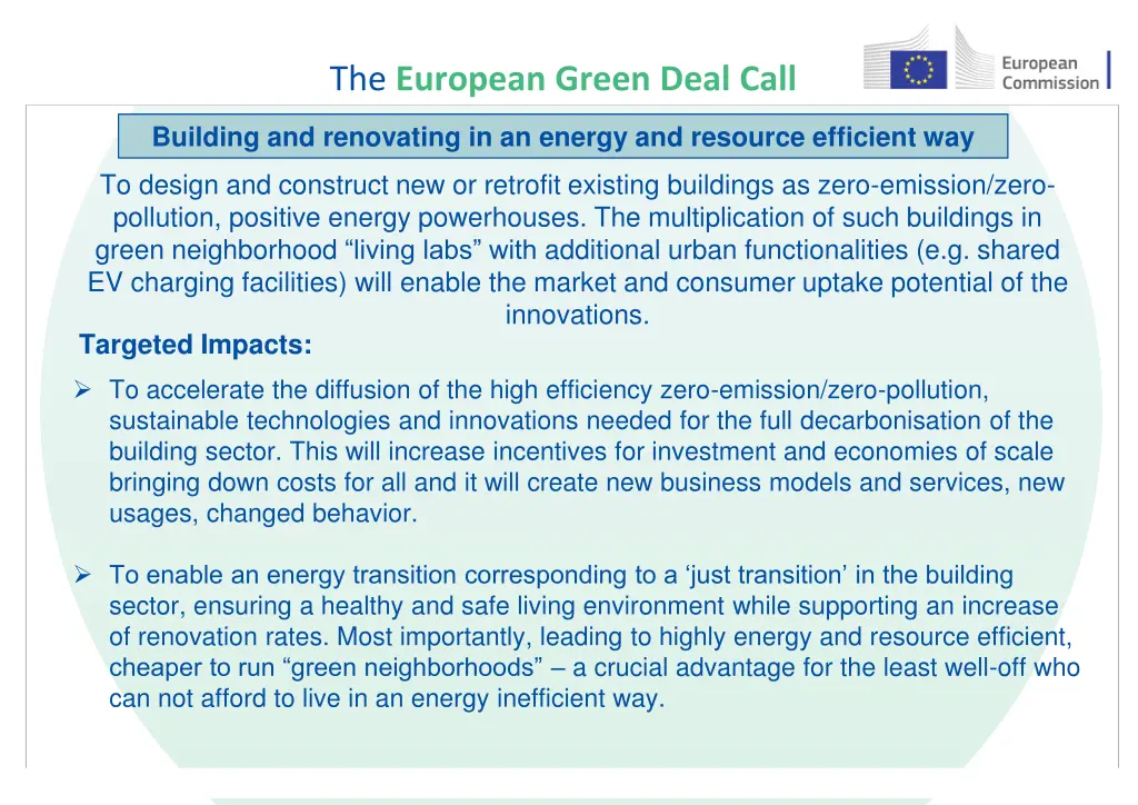 the european green deal call 19