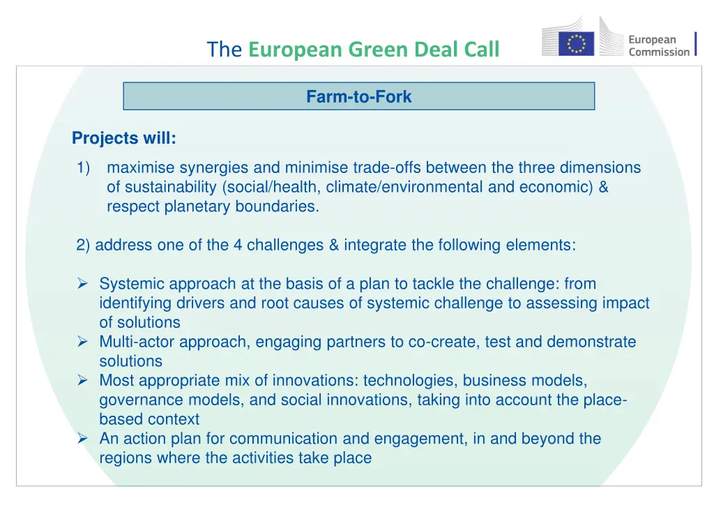 the european green deal call 26