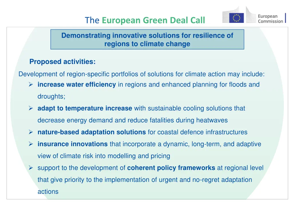 the european green deal call 8