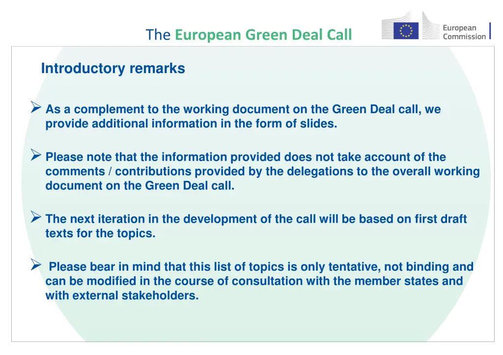 the european green deal call