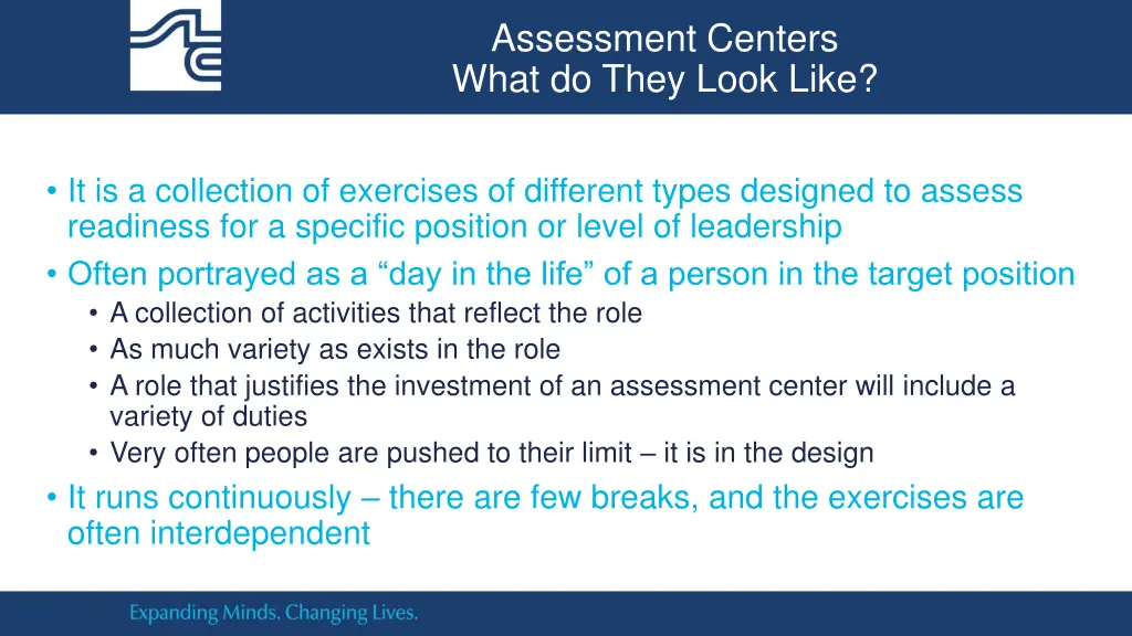 assessment centers what do they look like