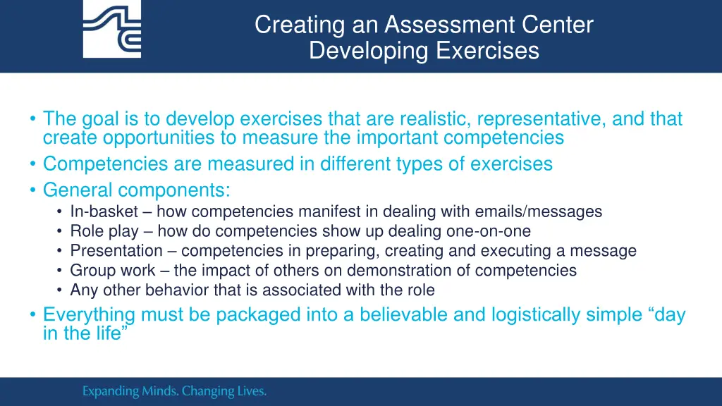 creating an assessment center developing exercises