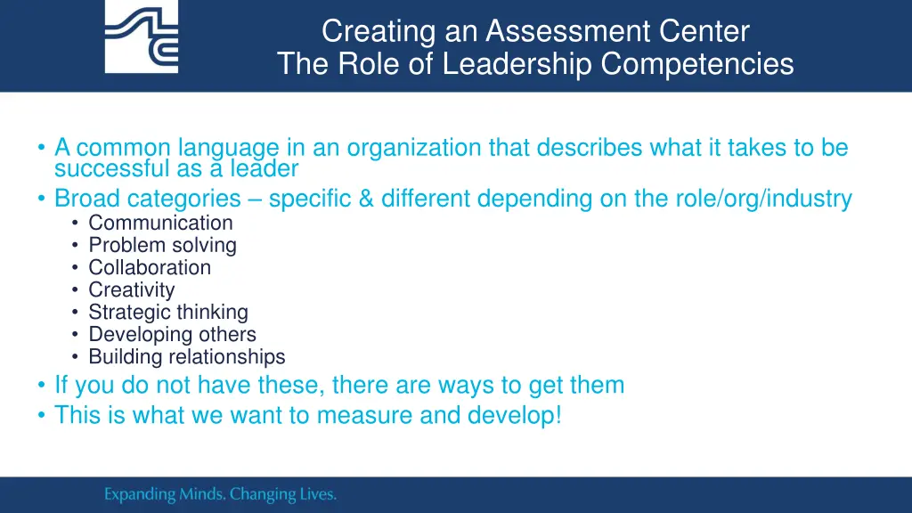 creating an assessment center the role