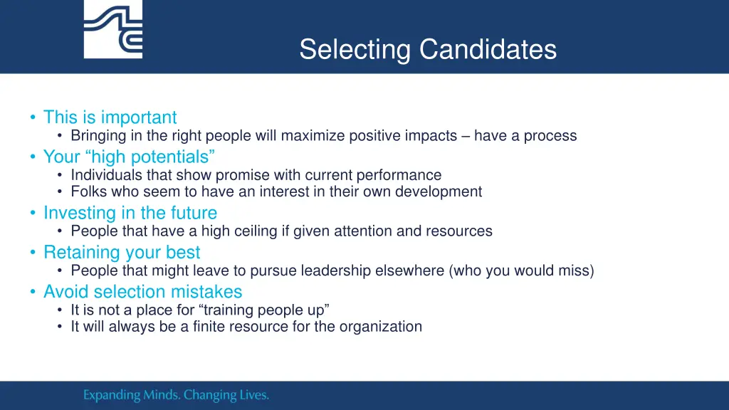 selecting candidates
