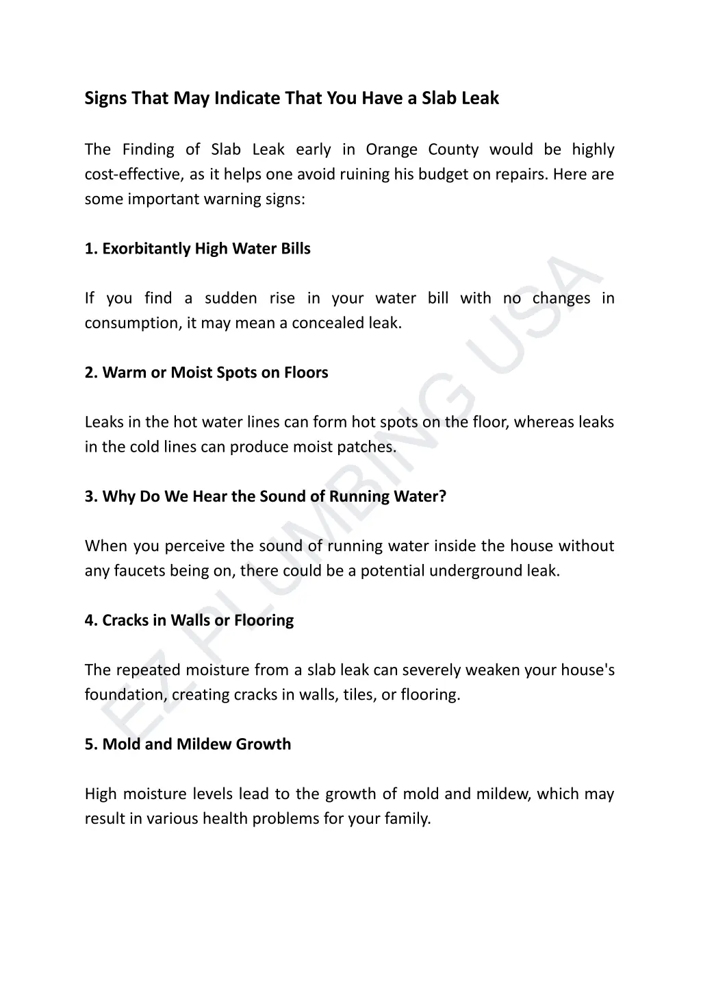 signs that may indicate that you have a slab leak