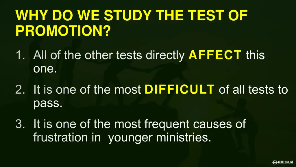 why do we study the test of promotion