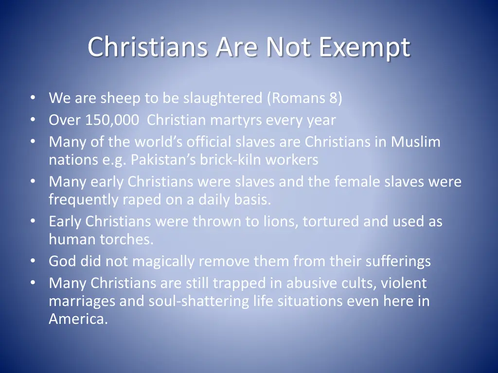 christians are not exempt