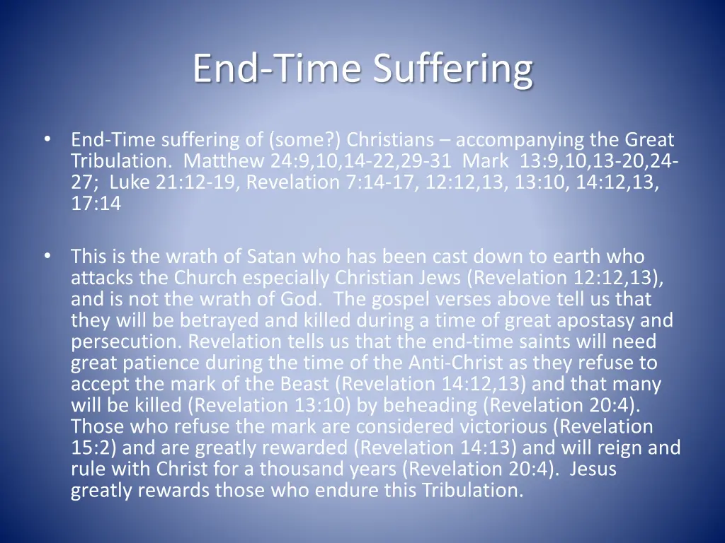 end time suffering