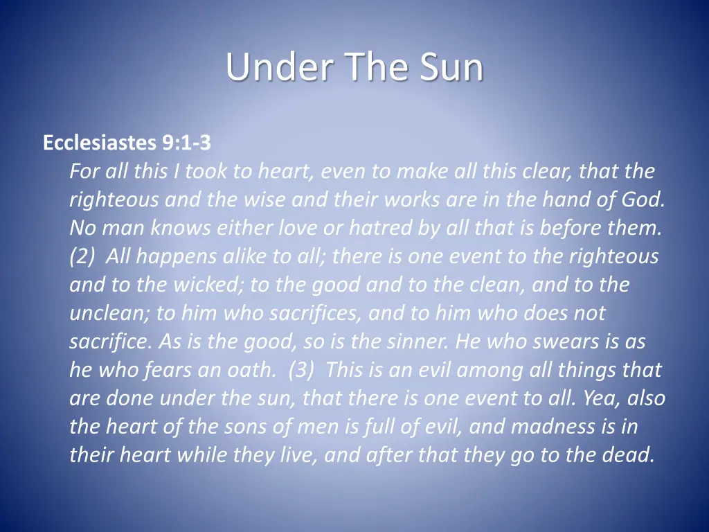 under the sun