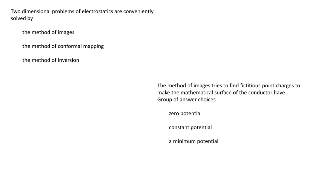 two dimensional problems of electrostatics
