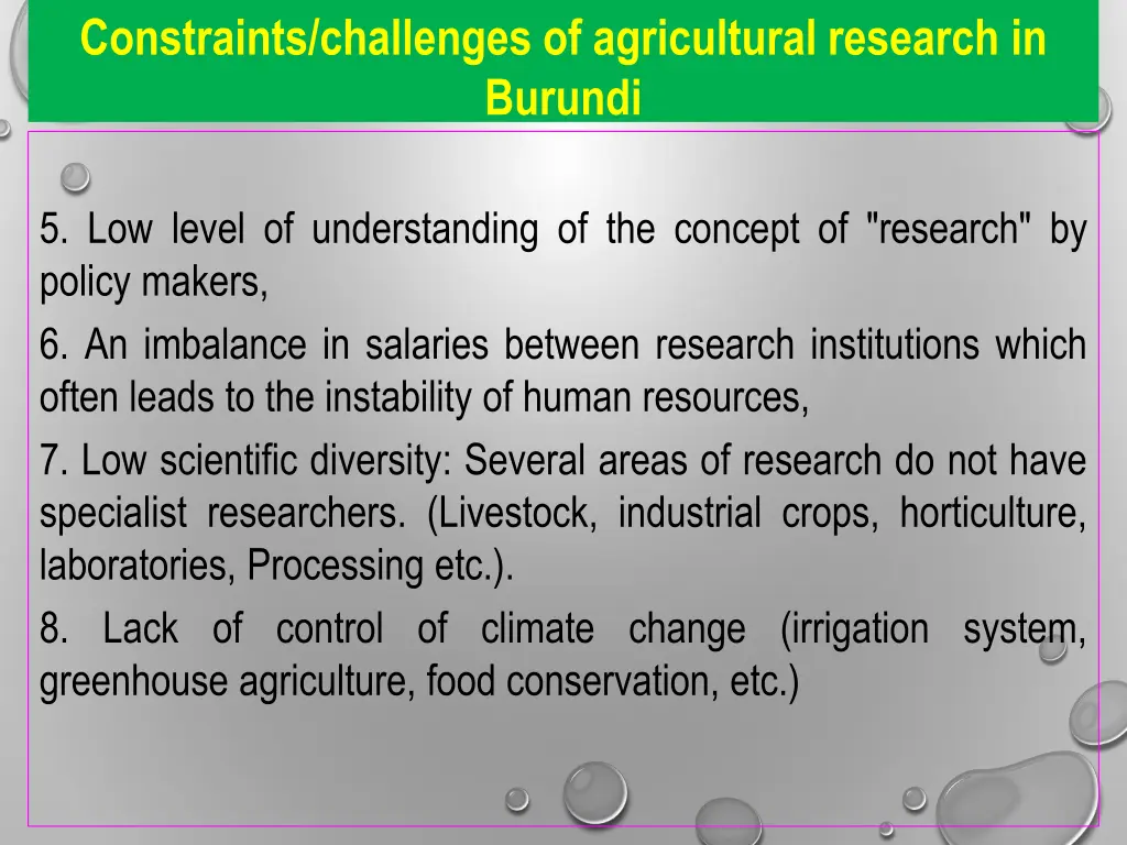 constraints challenges of agricultural research 1