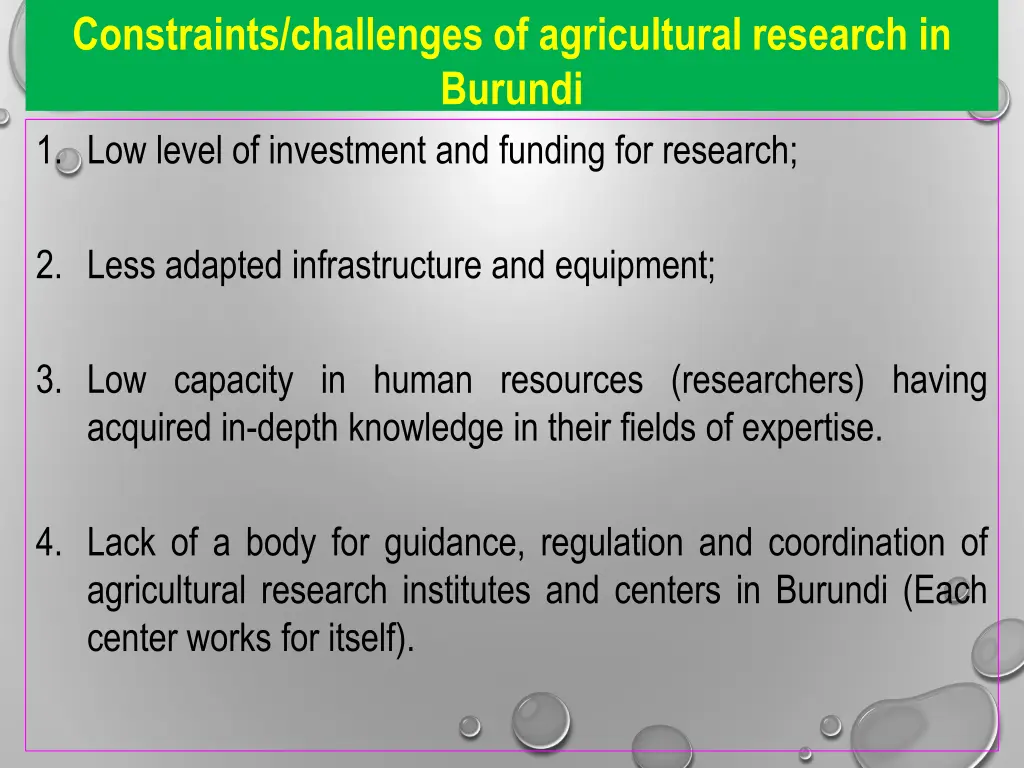 constraints challenges of agricultural research