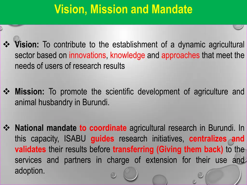 vision mission and mandate