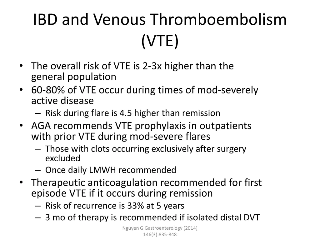 ibd and venous thromboembolism vte