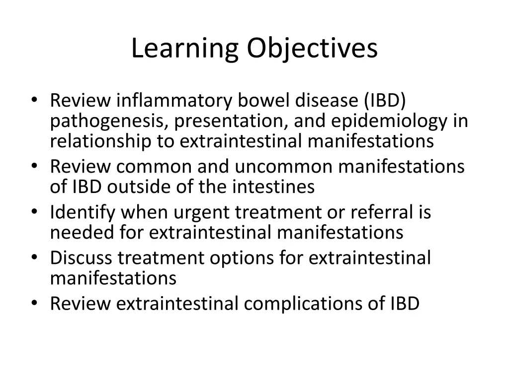 learning objectives