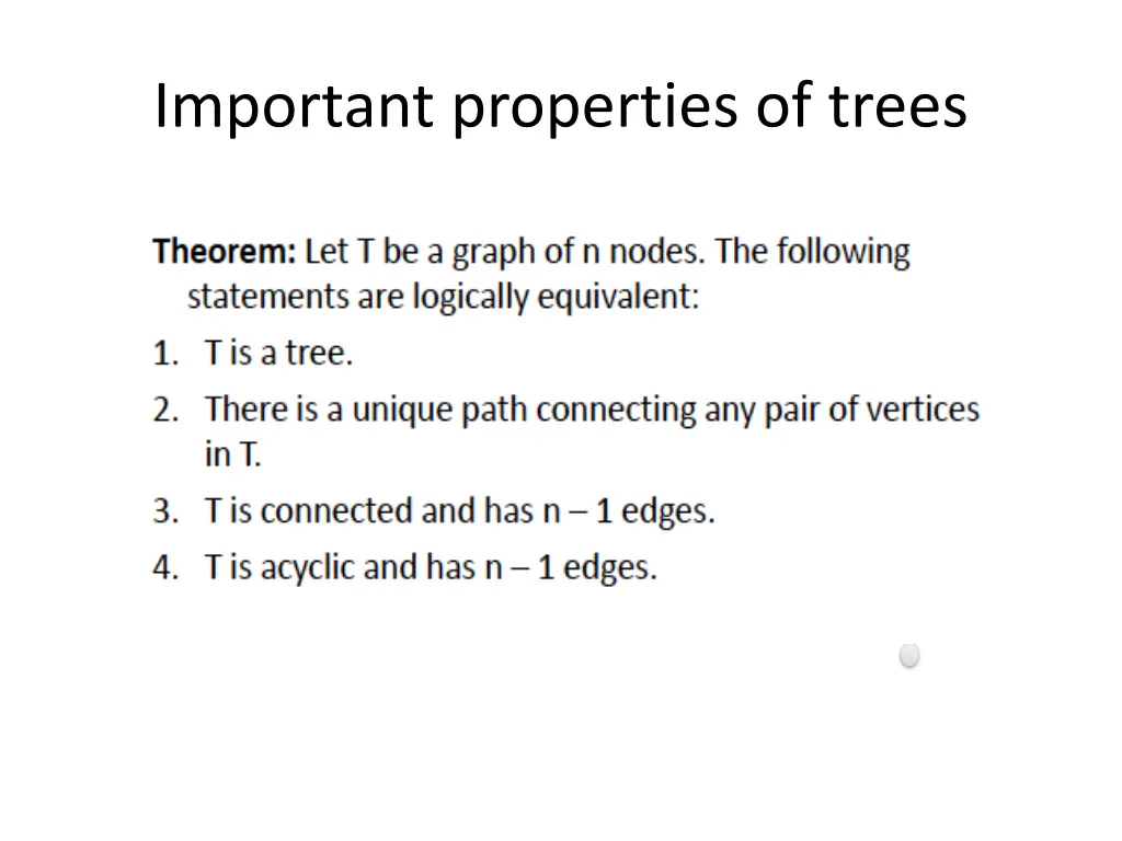 important properties of trees