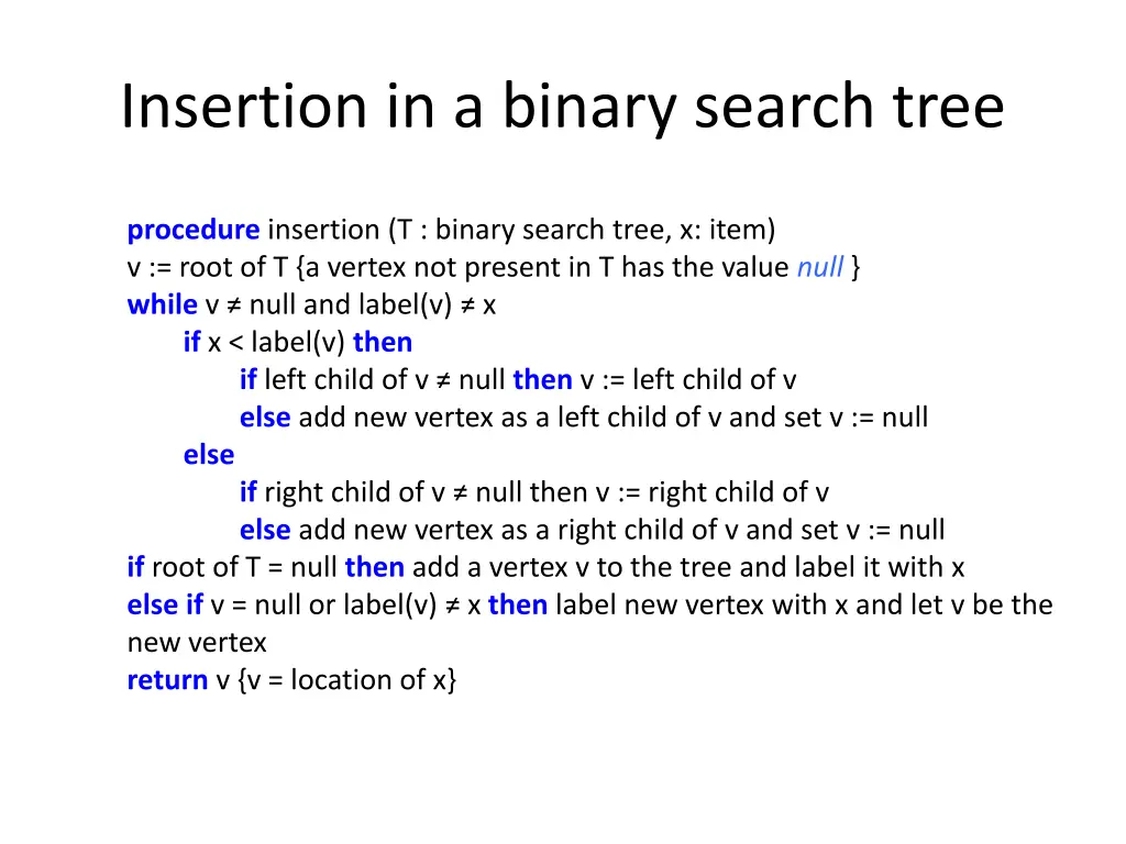 insertion in a binary search tree