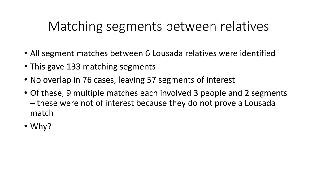 matching segments between relatives