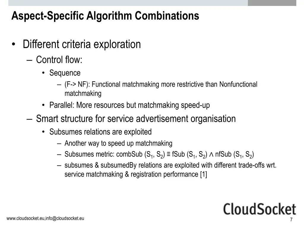 aspect specific algorithm combinations